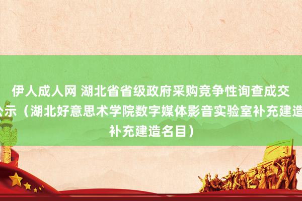 伊人成人网 湖北省省级政府采购竞争性询查成交后果公示（湖北好意思术学院数字媒体影音实验室补充建造名目）