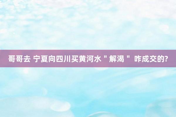 哥哥去 宁夏向四川买黄河水＂解渴＂ 咋成交的?