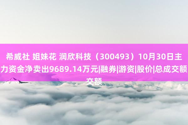 希威社 姐妹花 润欣科技（300493）10月30日主力资金净卖出9689.14万元|融券|游资|股价|总成交额