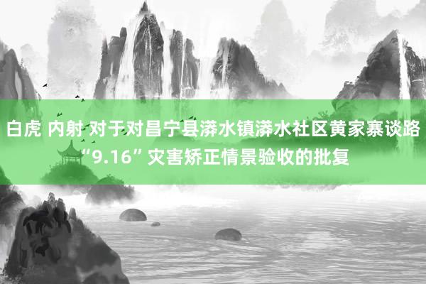 白虎 内射 对于对昌宁县漭水镇漭水社区黄家寨谈路“9.16”灾害矫正情景验收的批复